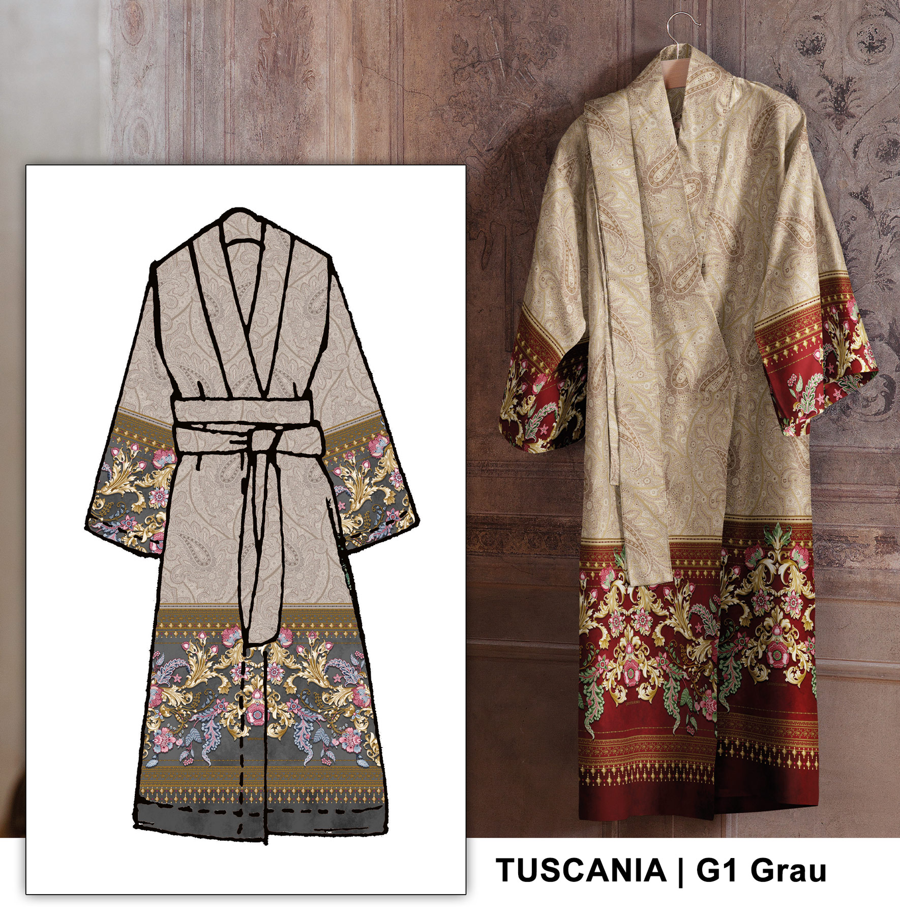 Bassetti Kimono TUSCANIA | G1 Grau